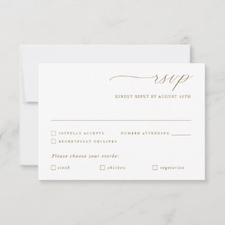 Delicate Gold Calligraphy Wedding Meal Option RSVP Card
