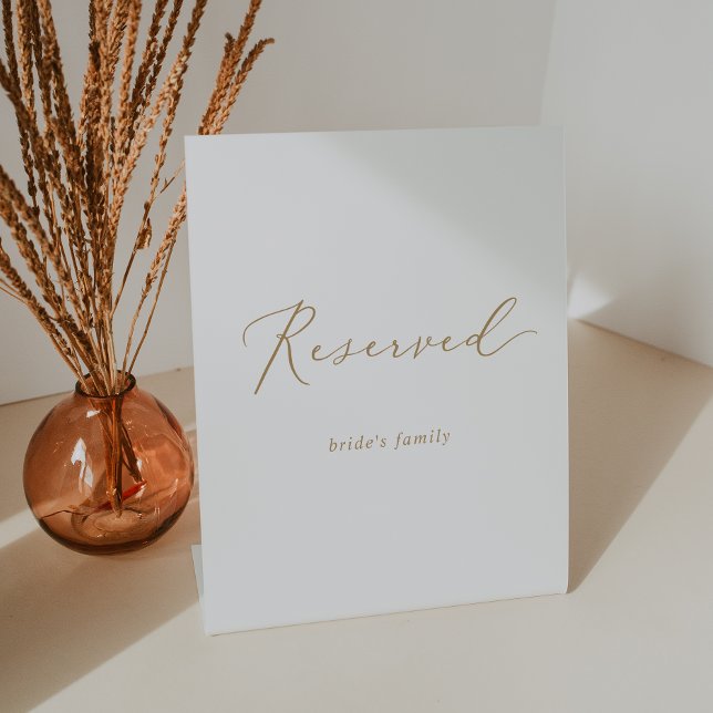 Delicate Gold Calligraphy Wedding Reserved Pedestal Sign (Creator Uploaded)