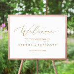 Delicate Gold Calligraphy Wedding Welcome Poster<br><div class="desc">This delicate gold calligraphy wedding welcome poster is perfect for a modern wedding. The romantic minimalist design features lovely and elegant champagne golden yellow typography on a white background with a clean and simple look. Customise the poster with the name of the bride and groom, and the date of the...</div>
