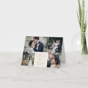 Delicate Gold Cream 4 Photo Template Thank You