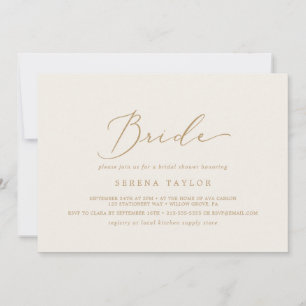 Delicate Gold Cream Horizontal Bride Bridal Shower Invitation
