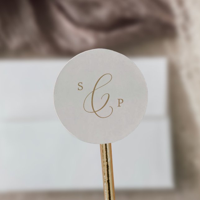 Delicate Gold Cream Monogram Wedding Envelope Seal (Creator Uploaded)