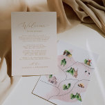 Delicate Gold Cream Welcome Letter Itinerary & Map<br><div class="desc">These delicate gold and cream welcome letter itinerary and map cards are perfect for a destination wedding welcome bag. The romantic minimalist design features lovely and elegant champagne golden yellow typography on an ivory cream background with a clean and simple look. The front of the card features a welcome letter...</div>