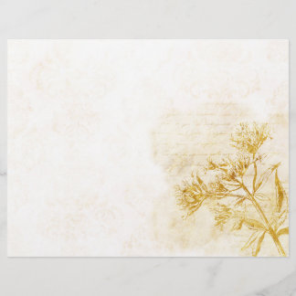Delicate Gold Floral & Damask Scrapbook Ephemera