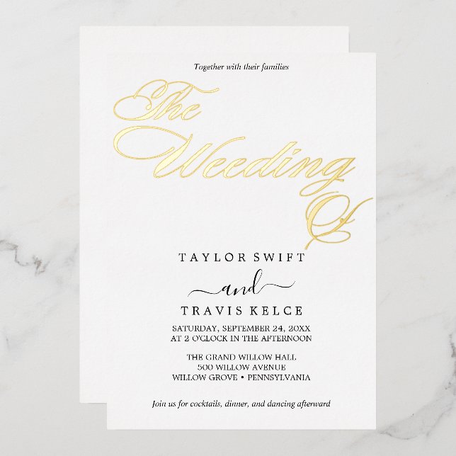 Delicate Gold Foil | Black Wedding  (Front/Back)