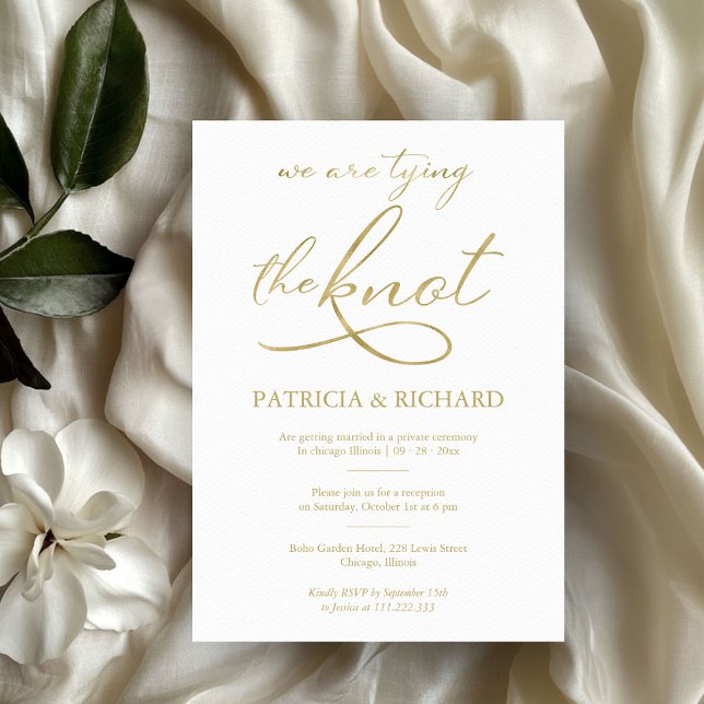 Delicate Gold Foil Calligraphy Elopement Wedding Invitation (Creator Uploaded)