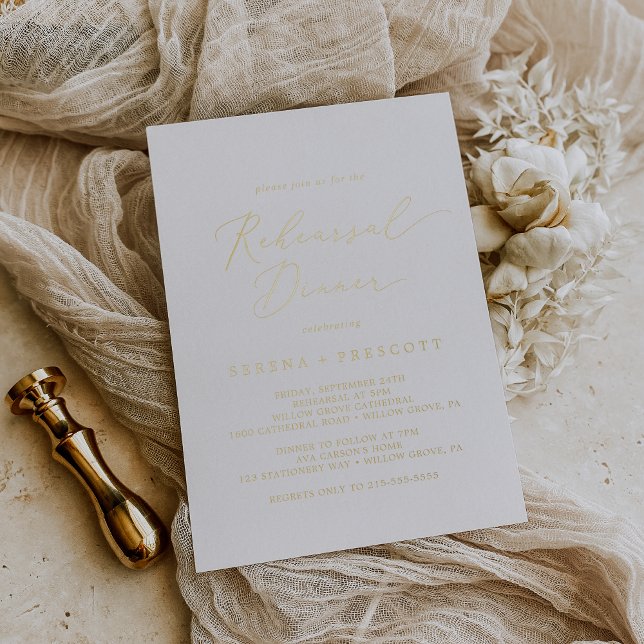 Delicate Gold Foil Calligraphy Rehearsal Dinner (Creator Uploaded)