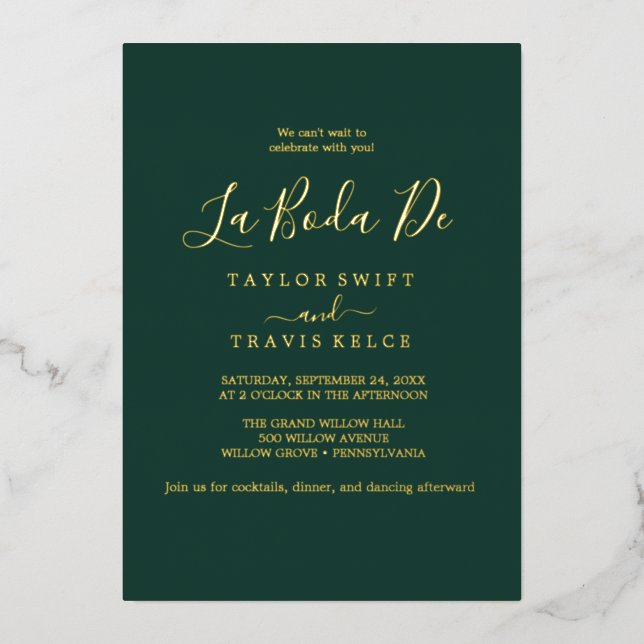 Delicate Gold Foil | Emerald La Boda De Wedding (Front)