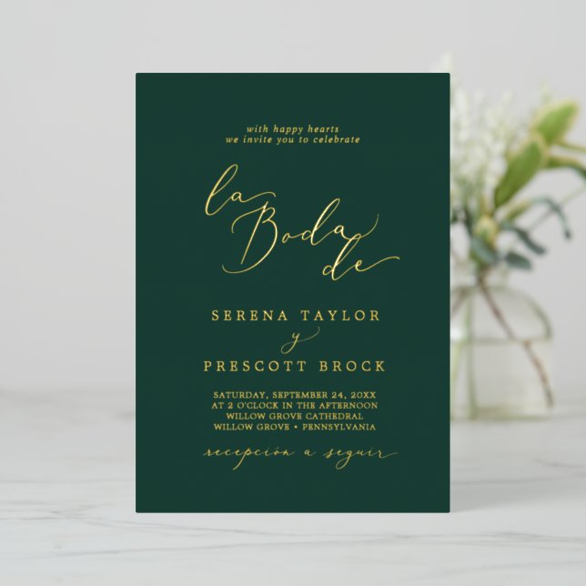 Delicate Gold Foil | Emerald La Boda De Wedding (Standing Front)