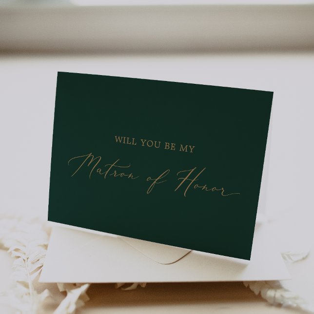 Delicate Gold Green Matron of Honour Folded Card (Creator Uploaded)