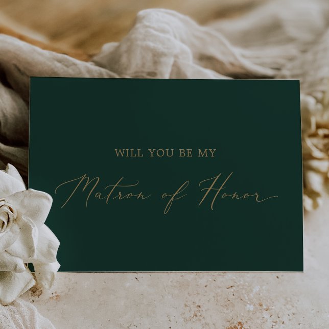 Delicate Gold Green Matron of Honour Proposal Card (Creator Uploaded)