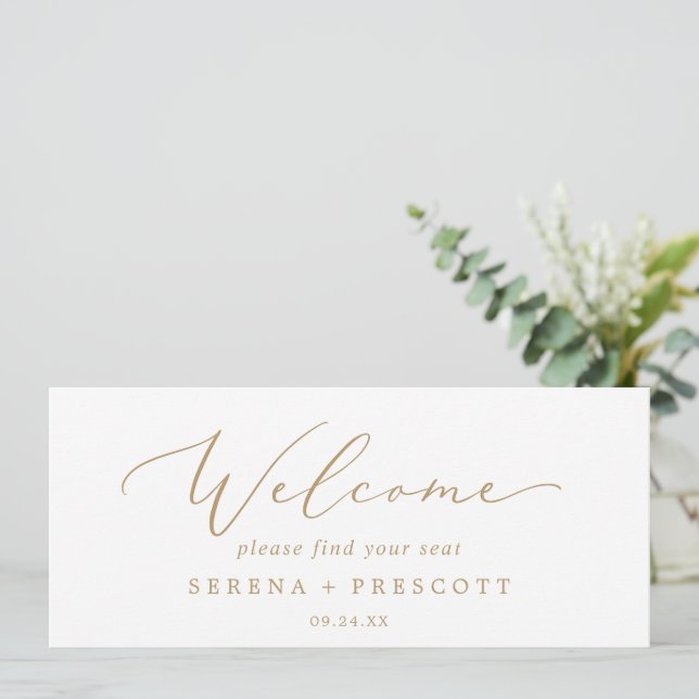 Delicate Gold Hanging Seating Chart Welcome Header (Standing Front)