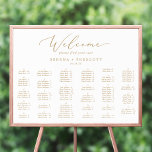 Delicate Gold Horizontal Alphabetical Seating Poster<br><div class="desc">This delicate gold horizontal alphabetical seating chart is perfect for a modern wedding. This horizontal sign can be used to organise your guests alphabetically or by table number by changing the headings. The romantic minimalist design features lovely and elegant champagne golden yellow typography on a white background with a clean...</div>