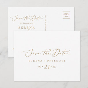 Delicate Gold Horizontal Save the Date Postcard