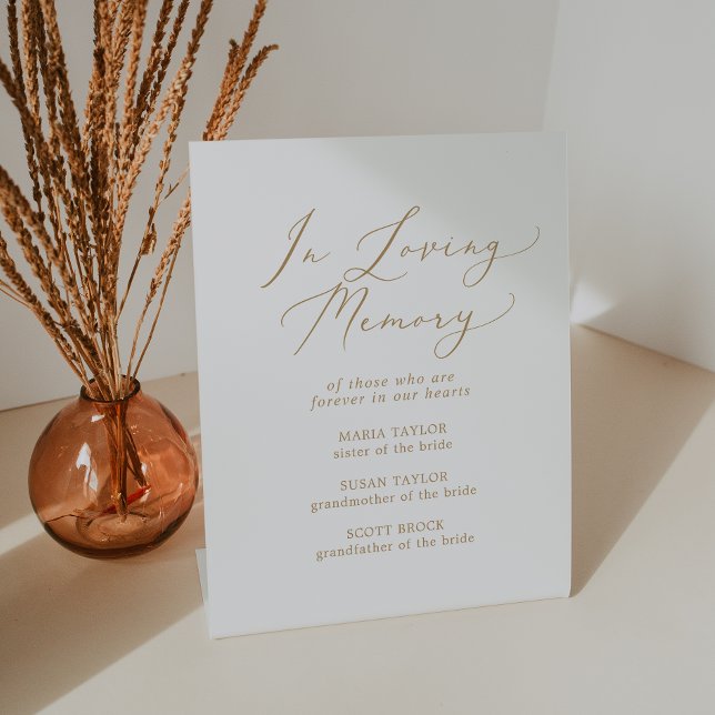 Delicate Gold In Loving Memory Wedding Memorial Pedestal Sign (Creator Uploaded)