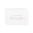 Delicate Gold Maid of Honour Proposal Card