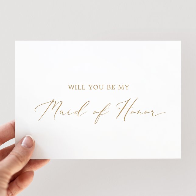 Delicate Gold Maid of Honour Proposal Card (Creator Uploaded)