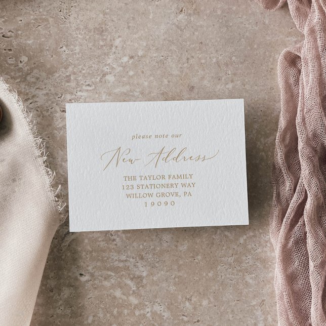 Delicate Gold New Home Change of Address Card (Creator Uploaded)
