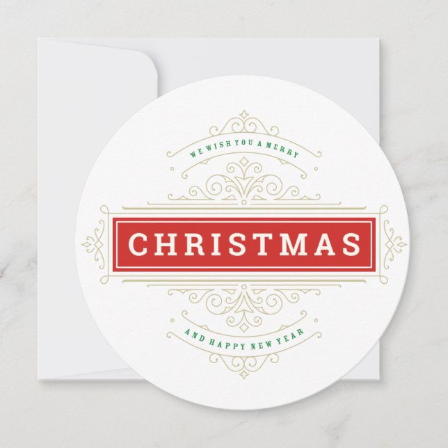 Delicate Gold Ornate Frame Holiday Greeting (Front)