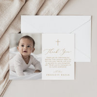 Delicate Gold Photo Minimal Simple Cross Baptism