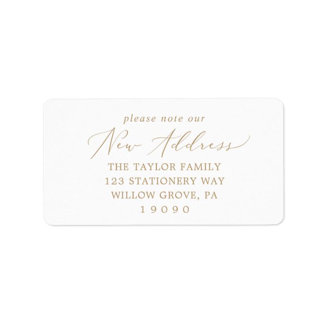 Delicate Gold Please Note Our New Address Label (Front)