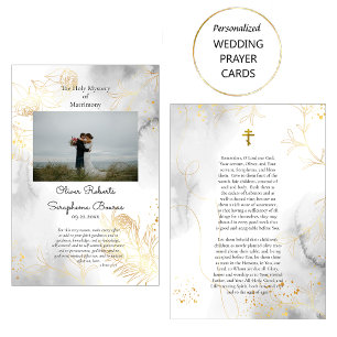 Delicate Gold Roses Orthodox Wedding Prayer Card