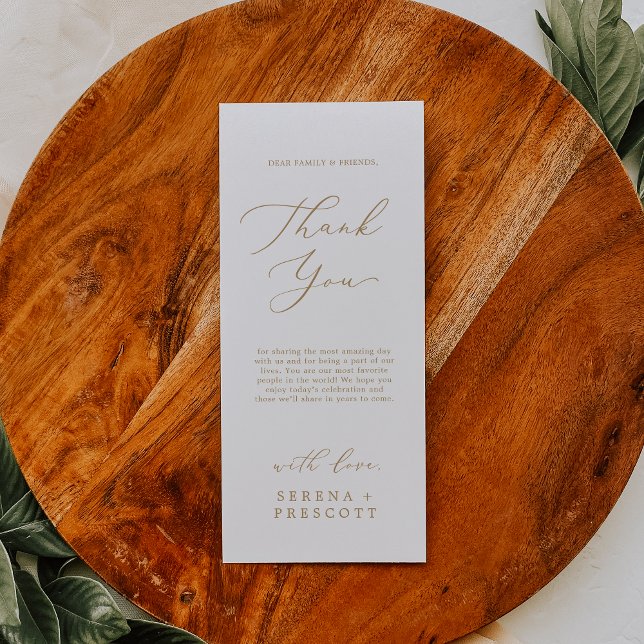 Delicate Gold Tea Length Thank You Reception Card (Creator Uploaded)