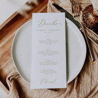 Delicate Gold Wedding Bar Drinks Menu