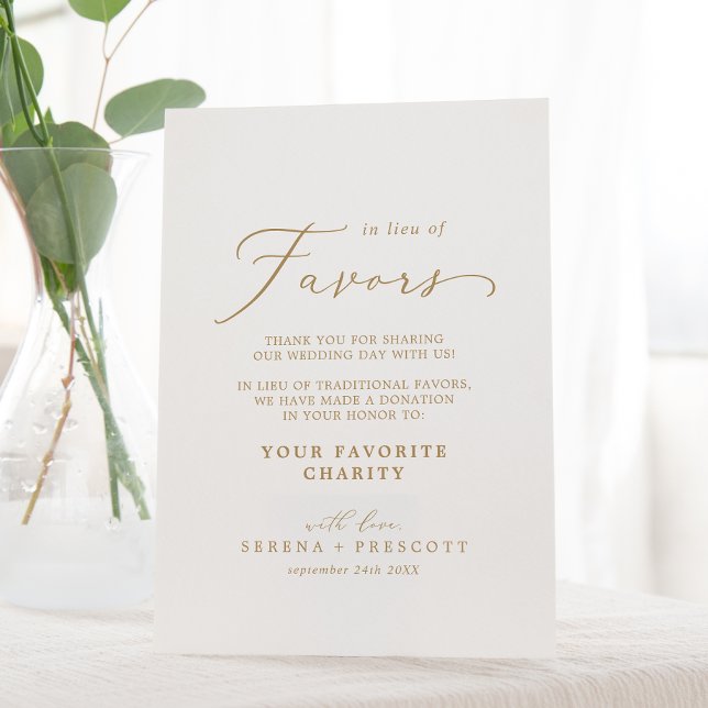 Delicate Gold Wedding In Lieu Of Favours Pedestal Sign (Creator Uploaded)