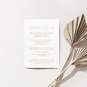Delicate Gold Wedding Weekend Schedule of Events Enclosure Card