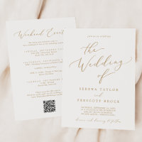 Delicate Gold Weekend Events QR Code Wedding