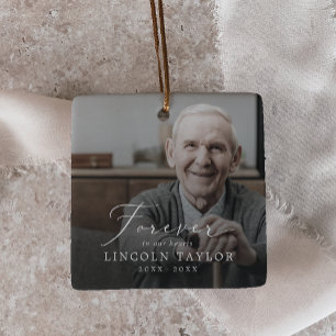 Delicate Grandpa Dad Memorial Overlay Photo Ceramic Ornament
