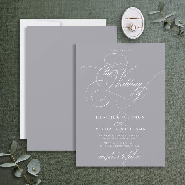 Delicate Gray Modern Calligraphy Classic Invitation (Creator Uploaded)