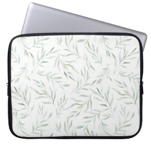 Delicate green foliage grey green laptop sleeve