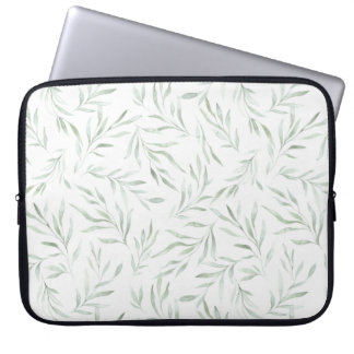 Delicate green foliage grey green laptop sleeve