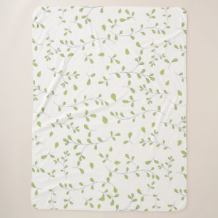 Delicate Green Leaf Vine Seamless Pattern Sherpa Blanket
