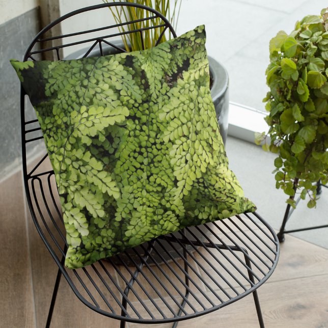 Delicate Green Maidenhair Fern Floral Cushion (In Situ Patio)