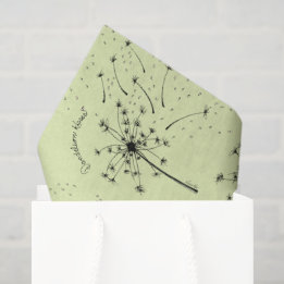 Delicate Green Wildflower Dandelion Kisses Floral Tissue Paper