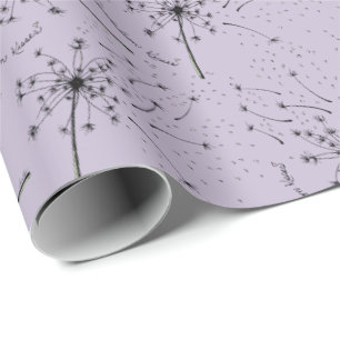 Delicate Green Wildflower Dandelion Kisses Floral Wrapping Paper