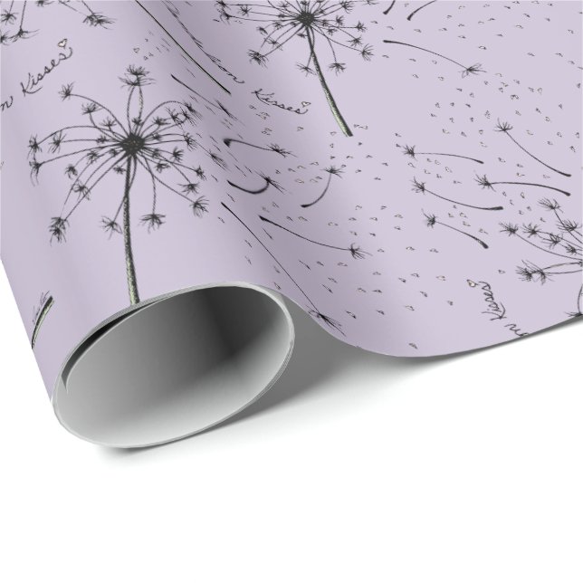 Delicate Green Wildflower Dandelion Kisses Floral Wrapping Paper (Roll Corner)