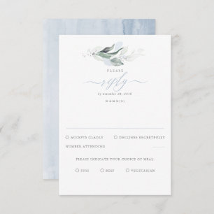 Delicate Greenery and Dusty Blue Wedding RSVP