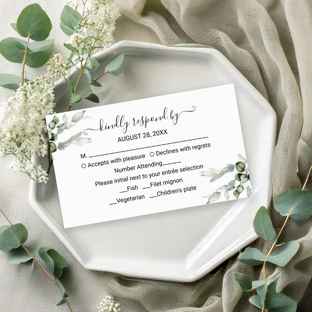 Delicate Greenery Eucalyptus Wedding RSVP Enclosure Card (Creator Uploaded)