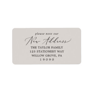 Delicate Greige Please Note Our New Address Label