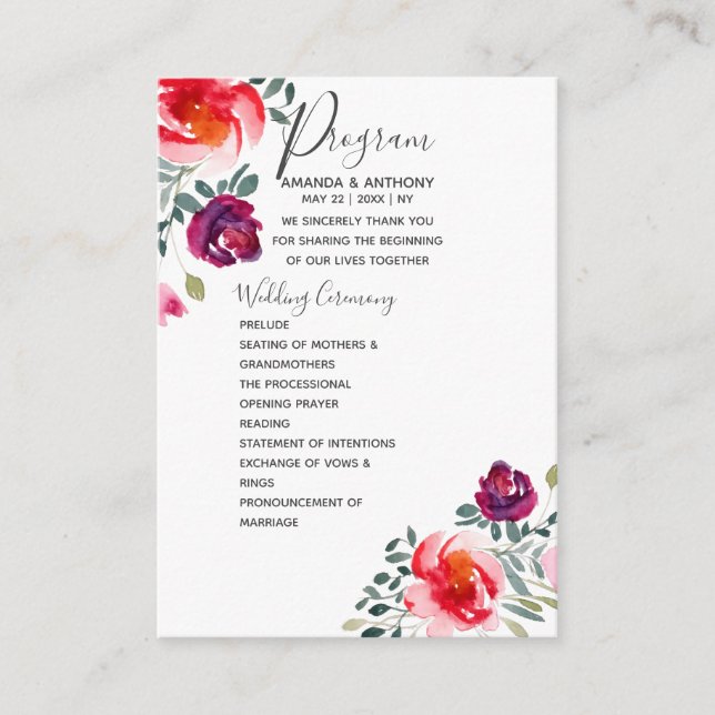 Delicate handmade watercolor floral enclosure card (Front)