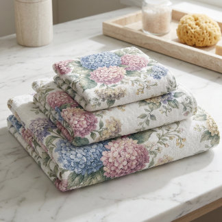Delicate Hydrangea Flowers Bath Towel Set