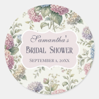 Delicate Hydrangea Flowers Bridal Shower Classic Round Sticker