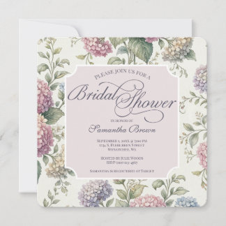 Delicate Hydrangea Flowers Bridal Shower Invitation