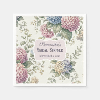 Delicate Hydrangea Flowers Bridal Shower Napkin