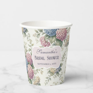 Delicate Hydrangea Flowers Bridal Shower Paper Cups