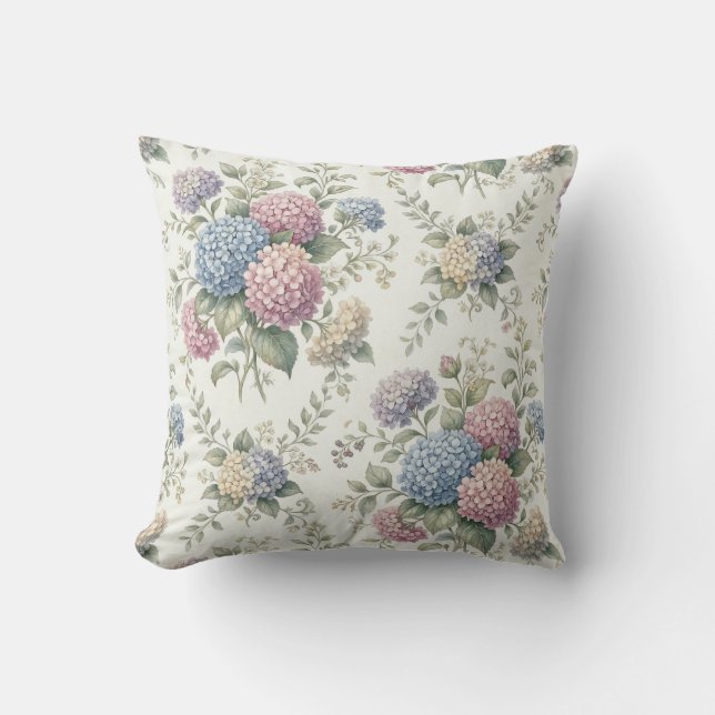Delicate Hydrangea Flowers  Cushion (Front)